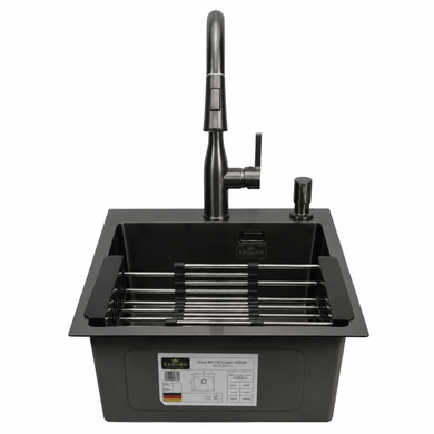 Комплект кухонної мийки Kroner KRP Schwarze 40х50HM PVD ST08 Grafite