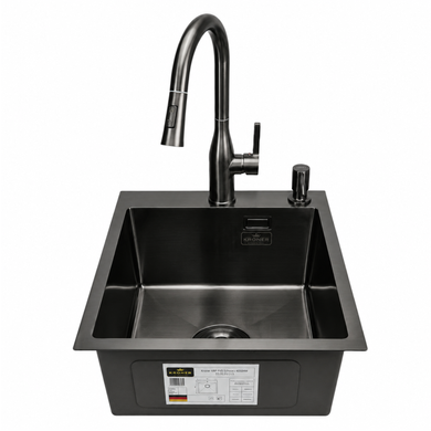 Комплект кухонної мийки Kroner KRP Schwarze 40х50HM PVD ST08 Grafite