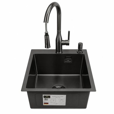 Комплект кухонної мийки Kroner KRP Schwarze 40х50HM PVD ST08 Grafite