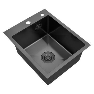 Комплект кухонної мийки Kroner KRP Schwarze 40х50HM PVD ST08 Grafite