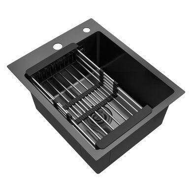 Комплект кухонної мийки Kroner KRP Schwarze 40х50HM PVD ST08 Grafite