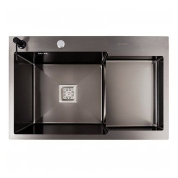 Мийка Valeso Handmade CM 78&times;50C L (PVD чорна) з поглибленою полицею