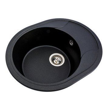 Гранітна мийка для кухні Platinum 5847 ONYX матова (чорна Gold)
