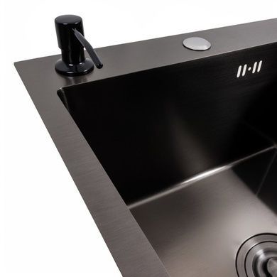 Кухонна мийка CM 65*50 L чорна PVD VALESO Handmade (круглий сифон 3,0/0,8)