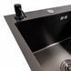 Кухонна мийка CM 65*50 L чорна PVD VALESO Handmade (круглий сифон 3,0/0,8)