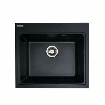 Гранітна мийка для кухні Platinum 5852 VESTA матова Чорна GOLD
