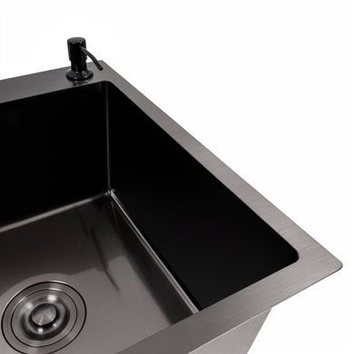 Кухонна мийка CM 65*50 R чорна PVD VALESO Handmade (круглий сифон 3,0/0,8)