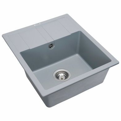 Гранитная мойка для кухни Platinum ARIA 5851 матовая Серый металлик