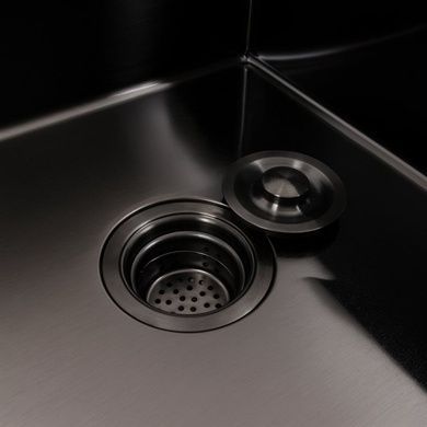 Кухонна мийка CM 65*50 R чорна PVD VALESO Handmade (круглий сифон 3,0/0,8)