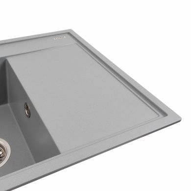 Гранитная мойка для кухни Platinum 7950 AZURIT матовый Серый металлик