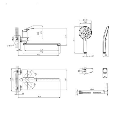 Смеситель для ванны Kroner KRP Graz - GRP070