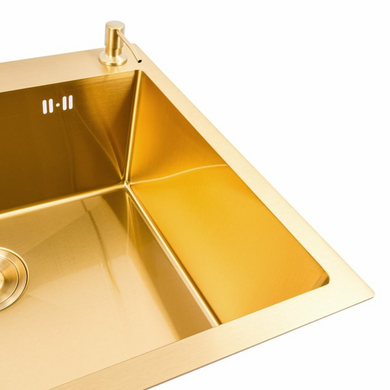Комплект кухонної мийки Platinum Handmade 60*50 PVD Gold NES-JL7