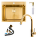 Комплект кухонної мийки Platinum Handmade 60*50 PVD Gold NES-JL7