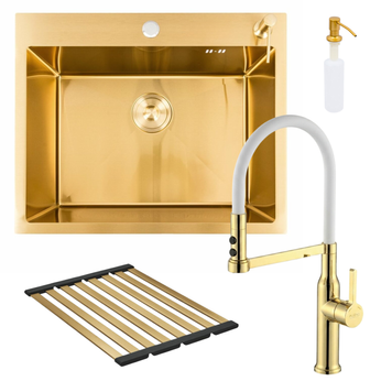 Комплект кухонной мойки Platinum 60*50 PVD ST4314 Gold