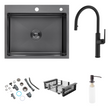 Комплект кухонной мойки Kroner KRP Schwarze 60х50HM PVD ST06 nero