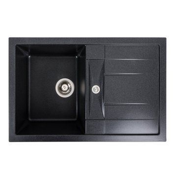 Гранітна мийка для кухні Platinum 7850 TROYA матовий Карбон