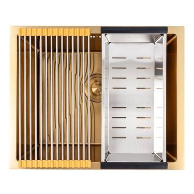 Кухонна мийка Valeso Handmade CM 54*44 Workstation золото PVD, монтаж під стільницю