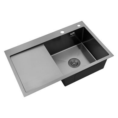 Комплект кухонной мойки Kroner KRP Schwarze 78х49HM PVD ST08 Grafite