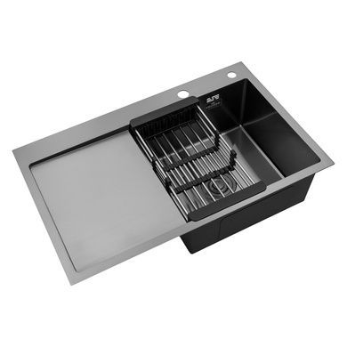 Комплект кухонной мойки Kroner KRP Schwarze 78х49HM PVD ST08 Grafite