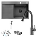 Комплект кухонной мойки Kroner KRP Schwarze 78х49HM PVD ST08 Grafite
