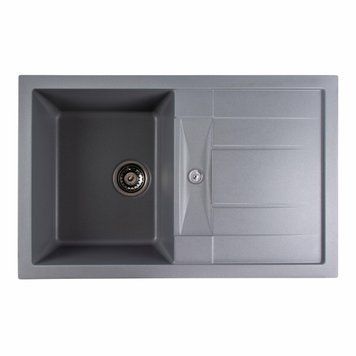Гранітна мийка для кухні Platinum 7850 TROYA матова Сірий металік