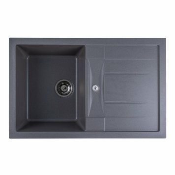 Гранітна мийка для кухні Platinum 7850 TROYA матова Сірий мусон