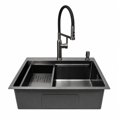 Комплект кухонної мийки 63х50HM PVD Pllen&oacute; Lazio ST07 Grafite