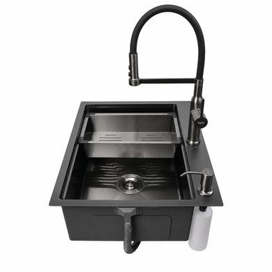 Комплект кухонної мийки 63х50HM PVD Pllen&oacute; Lazio ST07 Grafite