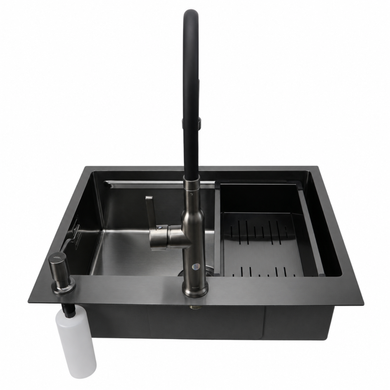 Комплект кухонної мийки 63х50HM PVD Pllen&oacute; Lazio ST07 Grafite