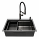 Комплект кухонної мийки 63х50HM PVD Pllen&oacute; Lazio ST07 Grafite