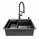 Комплект кухонної мийки 63х50HM PVD Pllen&oacute; Lazio ST07 Grafite