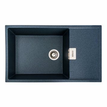 Гранітна мийка для кухні Platinum 8650 DIAMOND матова (антрацит)