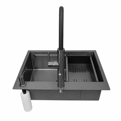 Комплект кухонної мийки 63х50HM PVD Pllen&oacute; Lazio ST05 Grafite