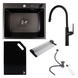 Комплект кухонной мойки Valeso 60х50HM PVD ST06 nero