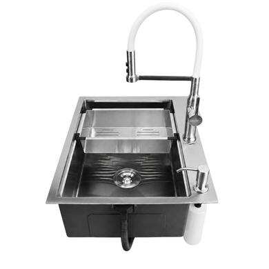 Комплект кухонної мийки Kroner KRP Geb&uuml;rstet 63х50HM ST16 WHI