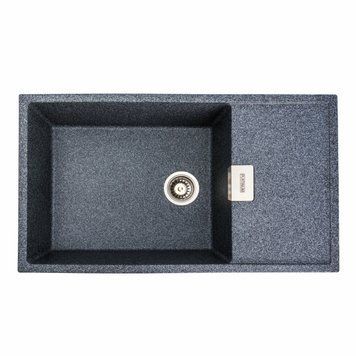 Гранітна мийка для кухні Platinum 8650 DIAMOND матова (графіт)