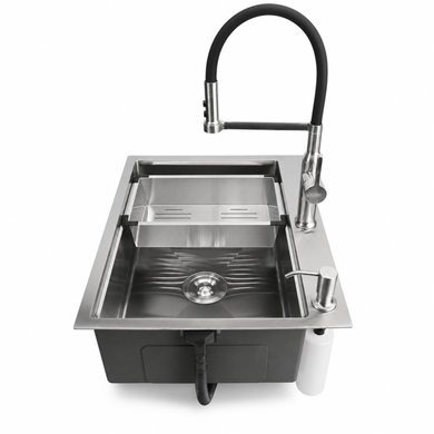 Комплект кухонної мийки Kroner KRP Geb&uuml;rstet 63х50HM ST04 BLK