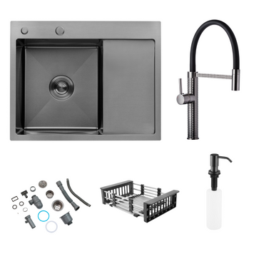 Комплект кухонной мойки KRP Schwarze - 6350LHM PVD ST4305