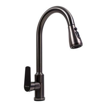 Кухонний змішувач TH38 Valeso PVD чорний з висувною лійкою