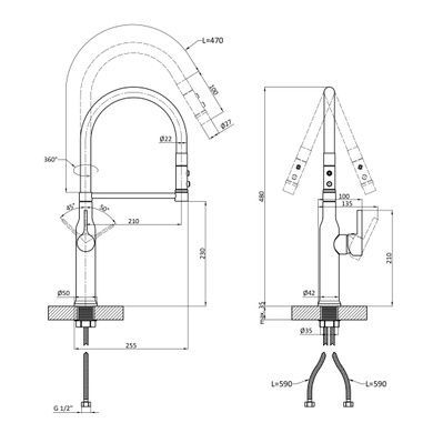 Змішувач для кухні з гнучким виливом Plleno Lazio PVD ST4314WHI (золотий)