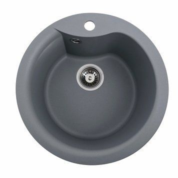 Гранітна мийка для кухні Platinum 480 TURAS матова Сірий металік