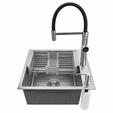 Комплект кухонної мийки Kroner KRP Geb&uuml;rstet 50х50HM ST15 BLK